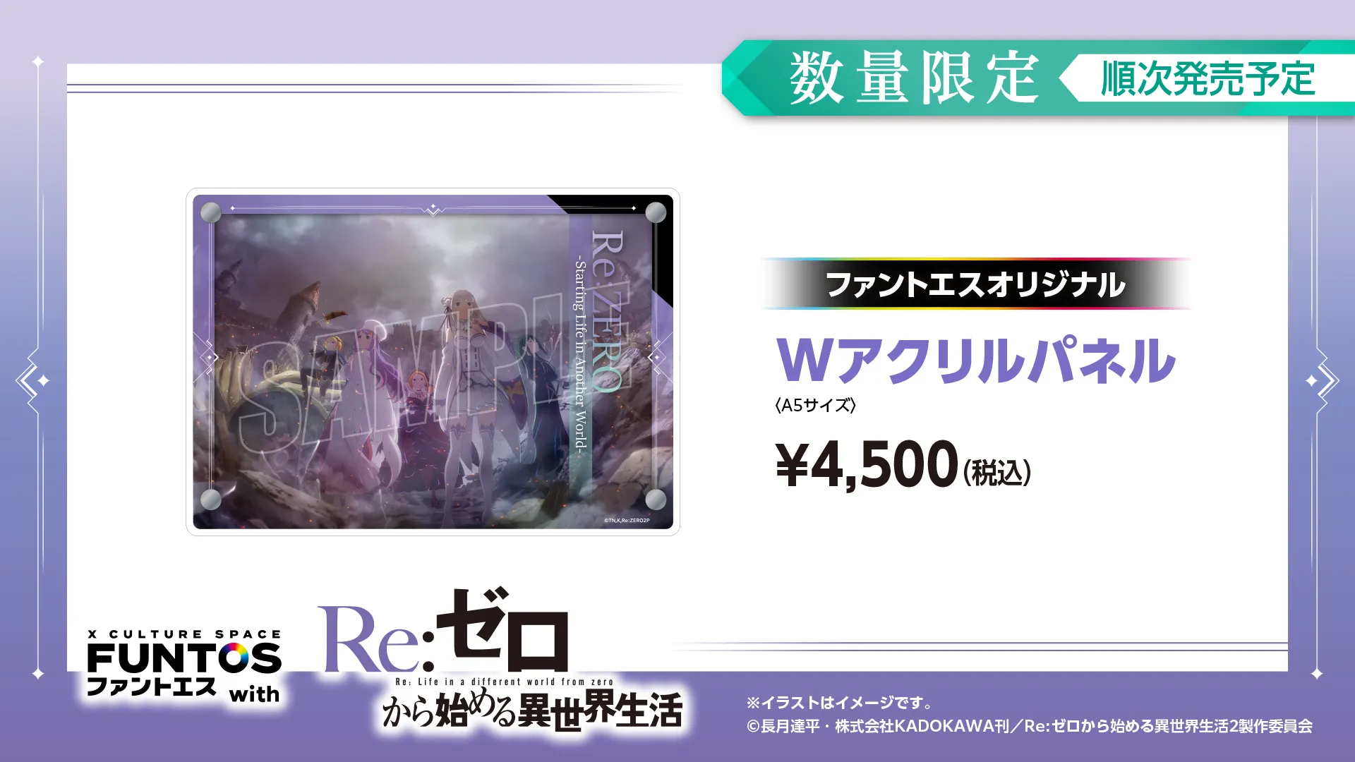 Re:ゼロから始める異世界生活 Wアクリルパネル／￥4,500