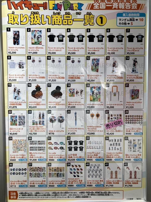 ハイキュー!! FAN PARK 全国一斉報告会 グッズ一覧
