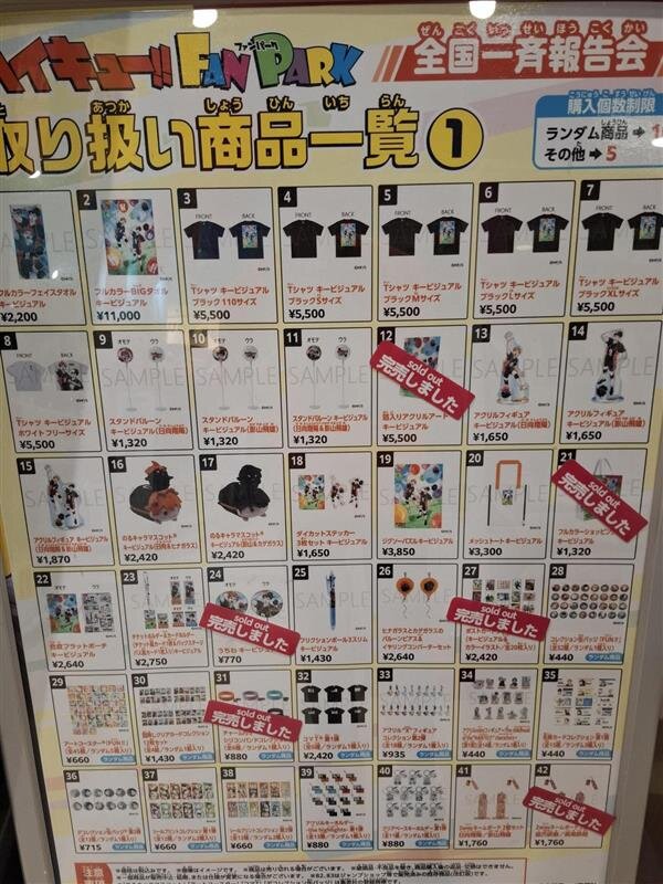 ハイキュー!! FAN PARK 全国一斉報告会 グッズ一覧