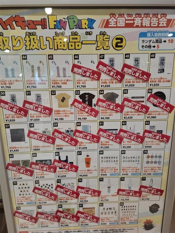 ハイキュー!! FAN PARK 全国一斉報告会 グッズ一覧